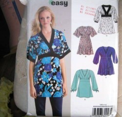6620 NEW LOOK  EZ STRETCH KNIT EMPIRE V TUNIC TOP PATTERN 10-22 UNCUT